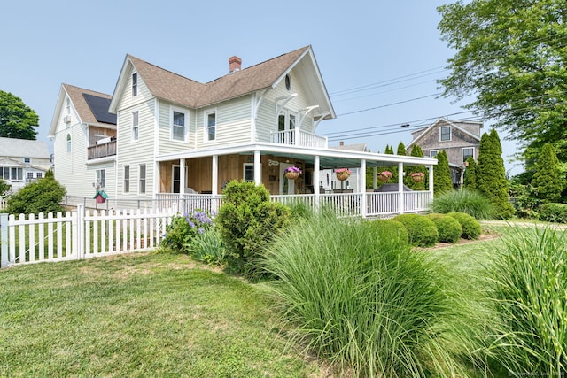 7 Crescent Ave, East Lyme, CT 06357 - view of home's exterior featuring covered porch, a chimney, and board and batten siding