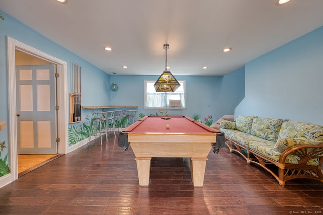 7 Crescent Ave, East Lyme, CT 06357 - game room with recessed lighting, hardwood / wood-style flooring, billiards, and baseboards