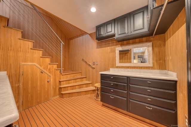 7 Crescent Ave, East Lyme, CT 06357 - staircase featuring wooden walls