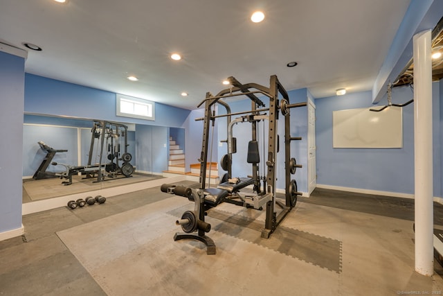 7 Crescent Ave, East Lyme, CT 06357 - workout room featuring baseboards and recessed lighting