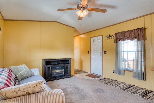 60 Lions Way, Windham, CT 06256 - carpeted living room featuring lofted ceiling and ceiling fan