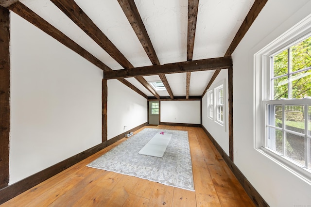 47 Godfrey Rd W, Weston, CT 06883 - spare room featuring beam ceiling and light wood-type flooring