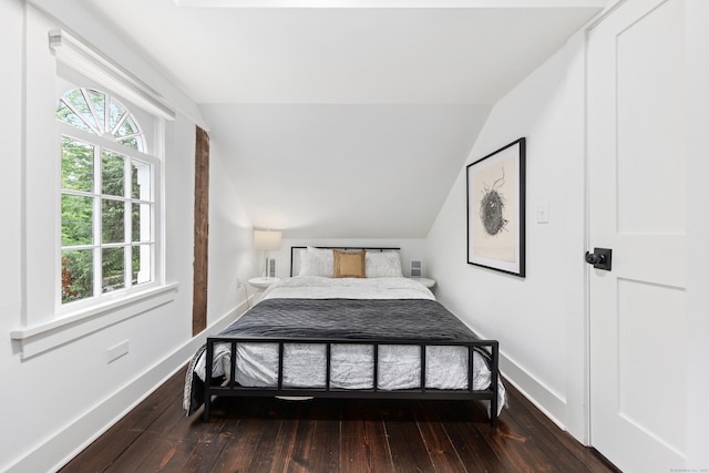 47 Godfrey Rd W, Weston, CT 06883 - bedroom with wood-type flooring, multiple windows, and vaulted ceiling