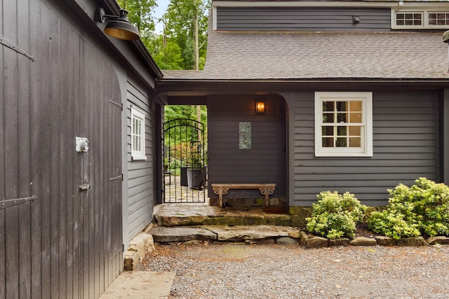 47 Godfrey Rd W, Weston, CT 06883 - doorway to property featuring a shingled roof