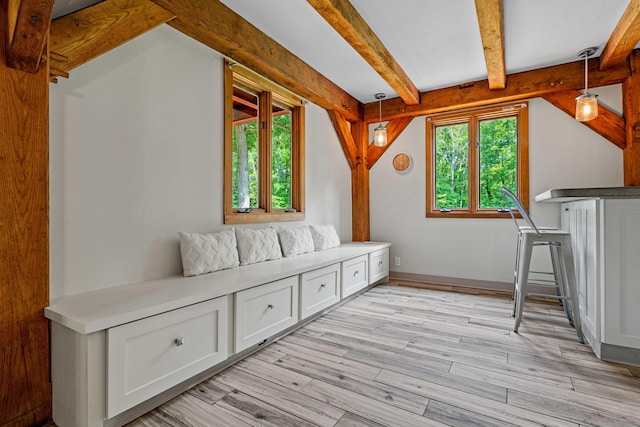 122 Old Post Rd, Old Saybrook, CT 06475 - additional living space with light wood-style floors and beamed ceiling