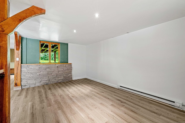 122 Old Post Rd, Old Saybrook, CT 06475 - spare room with a baseboard radiator, wood finished floors, and recessed lighting