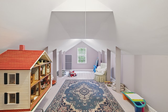 65 Nassahegan Dr, Burlington, CT 06013 - rec room featuring lofted ceiling and wood finished floors