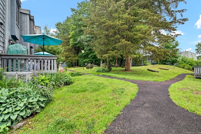 70 Trolley Crossing Ln Unit 70, Middletown, CT 06457 - view of grassy yard with a wooden deck