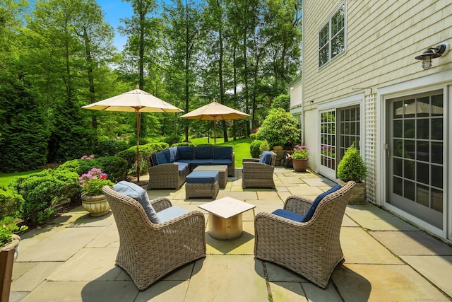 37 Woodridge Cir, New Canaan, CT 06840 - view of patio / terrace featuring an outdoor hangout area
