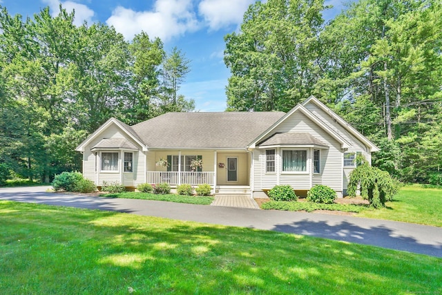 175 Wrights Brook Dr, Somers, CT 06071 - single story home featuring covered porch, a front lawn, and a shingled roof