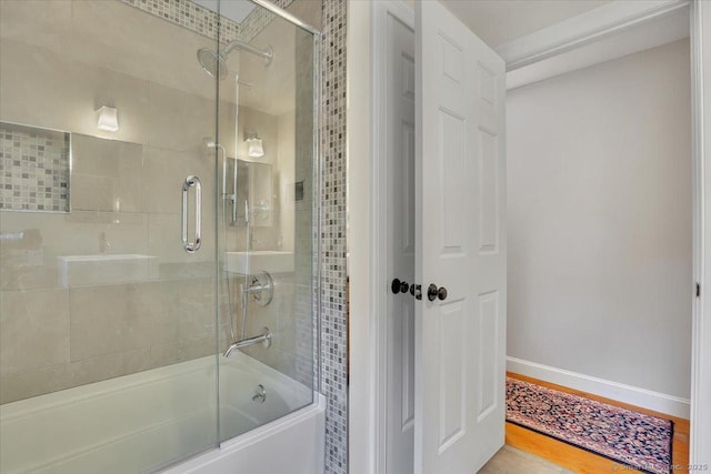 47 Cricket Ln, Somers, CT 06071 - bathroom featuring combined bath / shower with glass door and baseboards