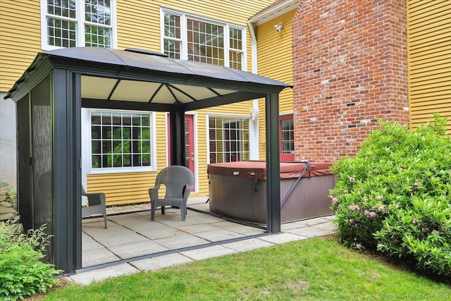 47 Cricket Ln, Somers, CT 06071 - view of patio with a hot tub and a gazebo