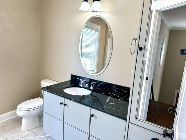 57 Church St, Shelton, CT 06484 - bathroom featuring crown molding, vanity, and tile patterned floors