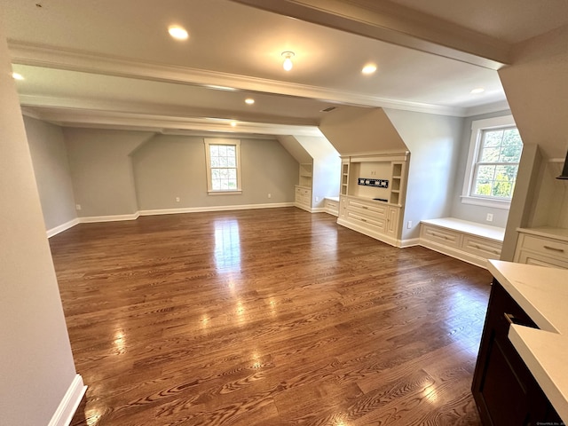 57 Church St, Shelton, CT 06484 - bonus room with dark wood-style flooring, built in features, and recessed lighting