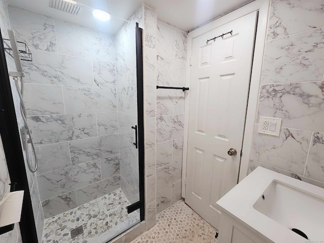 181 Cypress Rd Unit 181, Newington, CT 06111 - full bath with a stall shower, vanity, and tile walls