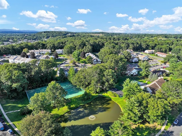 181 Cypress Rd Unit 181, Newington, CT 06111 - aerial view of property and surrounding area with a heavily wooded area and a nearby body of water