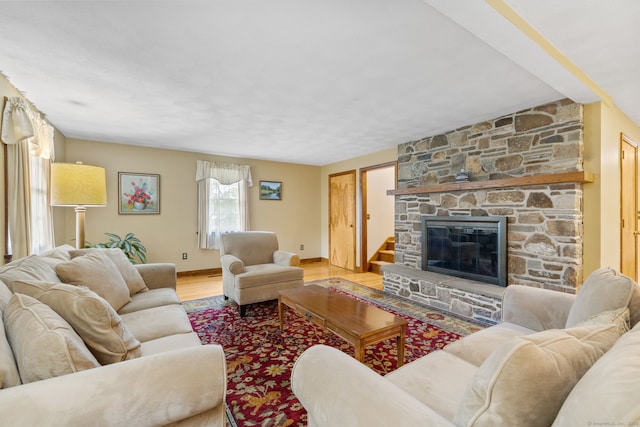 389 Chamberlain Rd, Middletown, CT 06457 - living area featuring wood finished floors and a fireplace