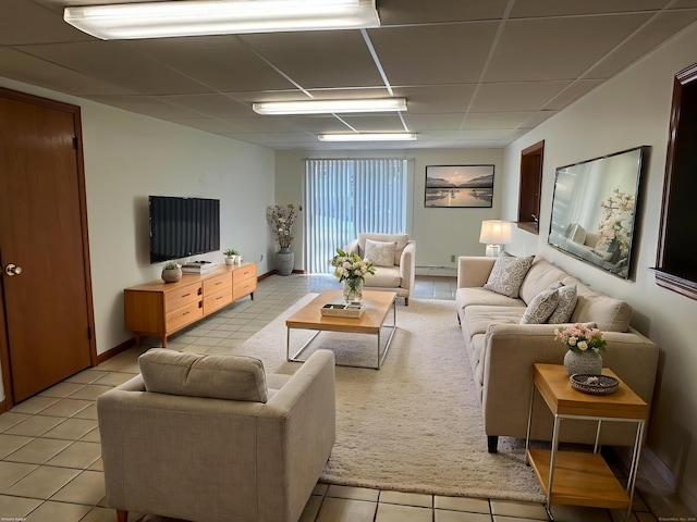 846 Sawmill Rd, West Haven, CT 06516 - living area featuring a drop ceiling and light tile patterned flooring