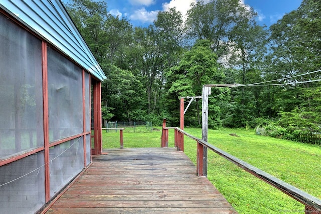 17 Brush Hill Rd, Clinton, CT 06413 - wooden terrace featuring a wooded view