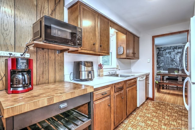 17 Brush Hill Rd, Clinton, CT 06413 - kitchen featuring white appliances, light countertops, and brown cabinetry