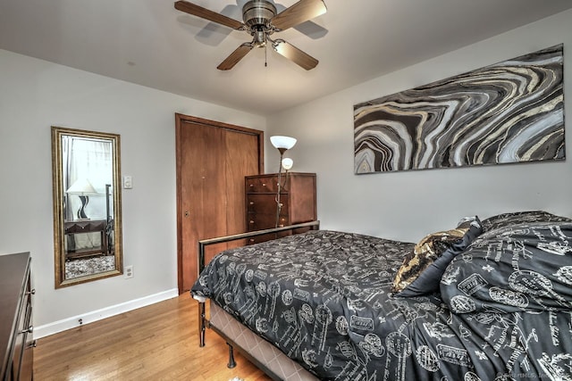 17 Brush Hill Rd, Clinton, CT 06413 - bedroom featuring wood finished floors, a closet, and a ceiling fan