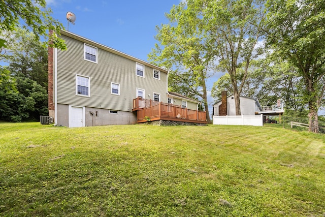 1 Brook Hill Rd, Hamden, CT 06514 - back of house featuring a wooden deck and a chimney