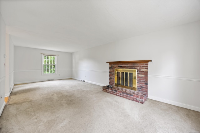 1 Brook Hill Rd, Hamden, CT 06514 - unfurnished living room featuring carpet and a brick fireplace