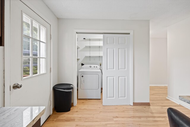 1 Brook Hill Rd, Hamden, CT 06514 - laundry area with washer / clothes dryer, plenty of natural light, and light wood-style floors