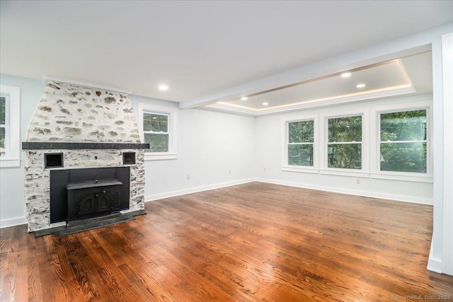 3 Brookside Trl, Monroe, CT 06468 - unfurnished living room with wood finished floors and beam ceiling