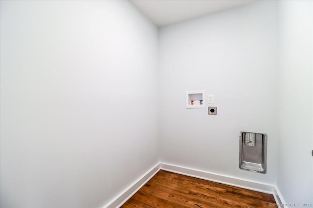 3 Brookside Trl, Monroe, CT 06468 - laundry area with electric dryer hookup, hookup for a washing machine, and dark wood-style floors