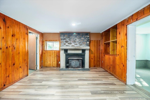 3 Brookside Trl, Monroe, CT 06468 - unfurnished living room with wood finished floors and wooden walls