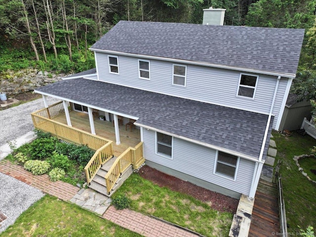 3 Brookside Trl, Monroe, CT 06468 - view of front of property with roof with shingles, a chimney, and a porch