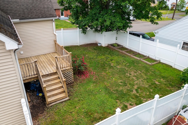 46 Dewey St, Middletown, CT 06457 - view of yard with a wooden deck and stairway