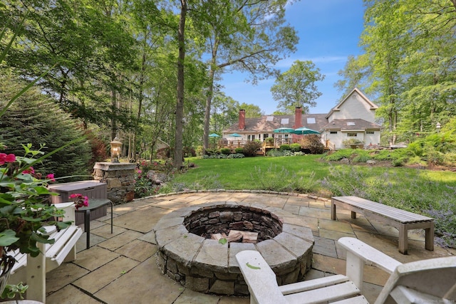8 Highview Rd, Madison, CT 06443 - view of patio / terrace with a fire pit