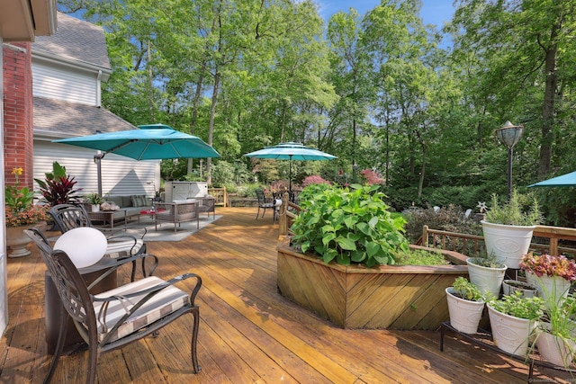 8 Highview Rd, Madison, CT 06443 - wooden terrace featuring an outdoor hangout area and view of scattered trees