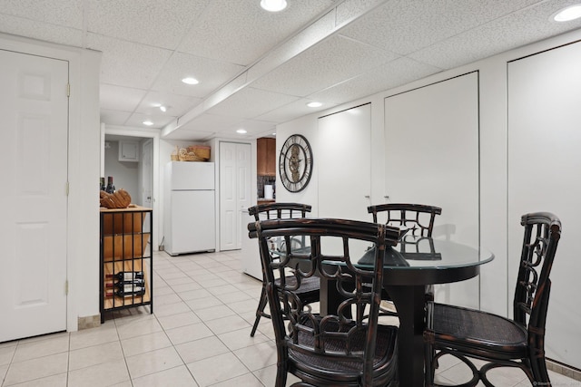 8 Highview Rd, Madison, CT 06443 - dining room with recessed lighting, light tile patterned floors, and a paneled ceiling