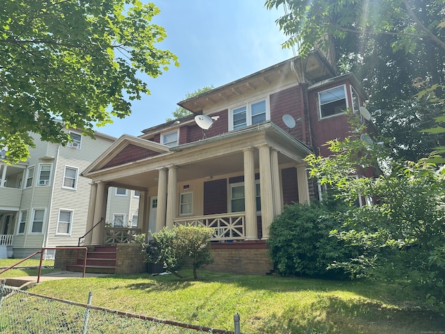 307 Winthrop Ave, New Haven, CT 06511 - view of front of house featuring covered porch and a front yard