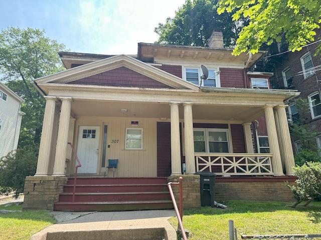 307 Winthrop Ave, New Haven, CT 06511 - view of front of house with a porch and a chimney
