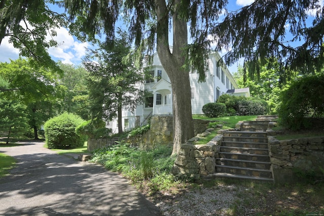 563 Main St, Ridgefield, CT 06877 - view of side of property with stairway