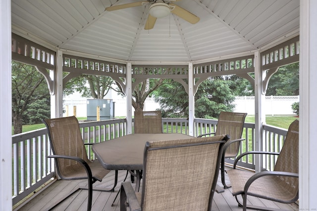 510 First Ave Unit 306, West Haven, CT 06516 - wooden deck featuring ceiling fan, a gazebo, and outdoor dining space