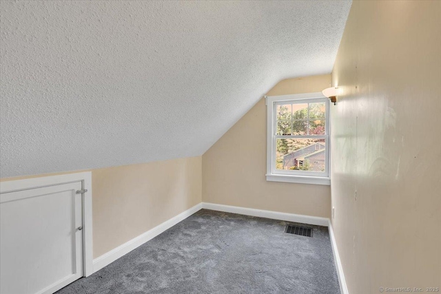 57 Whitney Rd, Columbia, CT 06237 - additional living space with a textured ceiling, lofted ceiling, and carpet floors