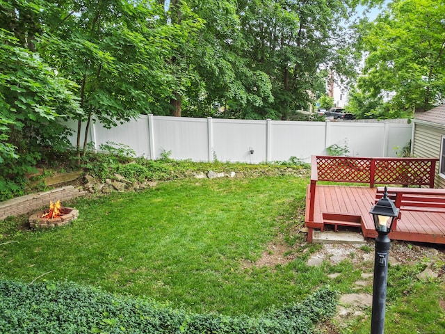 51 Goodwin St, Manchester, CT 06040 - fenced backyard featuring a wooden deck and a fire pit