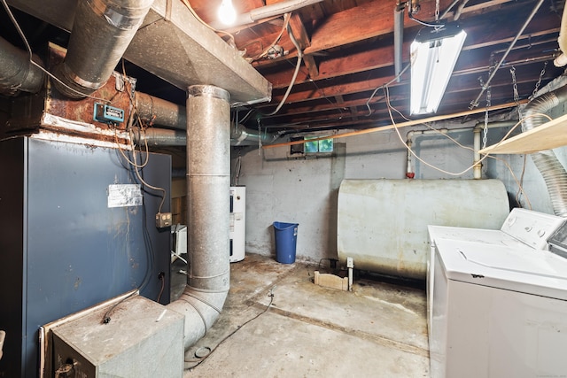 51 Goodwin St, Manchester, CT 06040 - unfinished below grade area featuring washer / clothes dryer, oil tank, and water heater