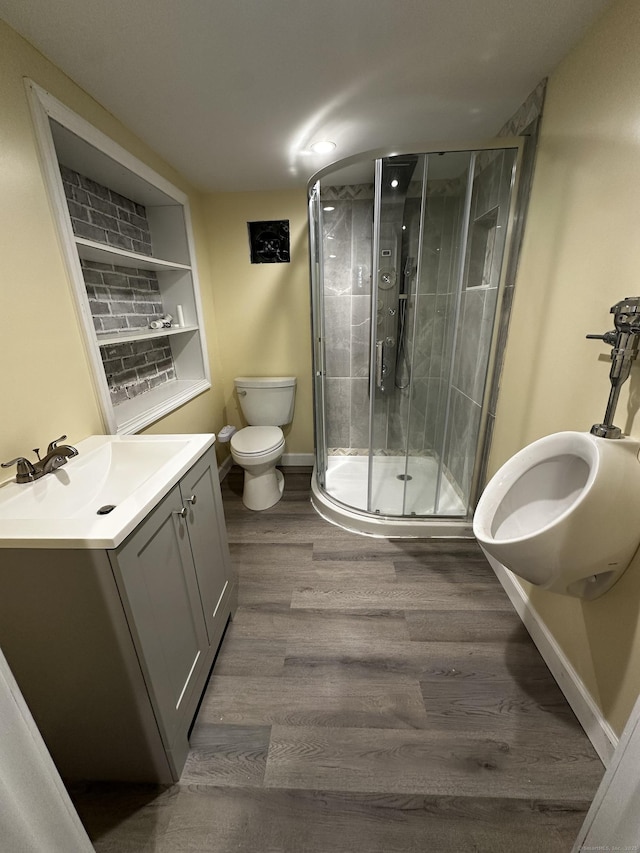 82 Trowbridge Pl, Naugatuck, CT 06770 - full bathroom with vanity, a shower stall, and wood finished floors