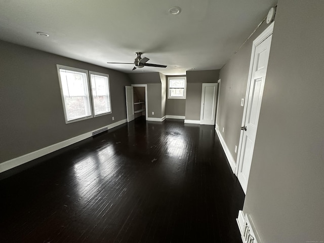 82 Trowbridge Pl, Naugatuck, CT 06770 - unfurnished living room featuring a ceiling fan and dark wood finished floors