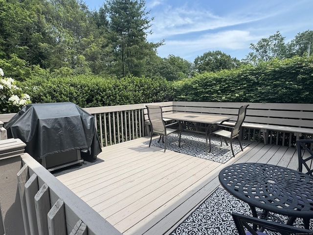 20 Celestial Ln, Wallingford, CT 06492 - wooden deck with outdoor dining space and a grill