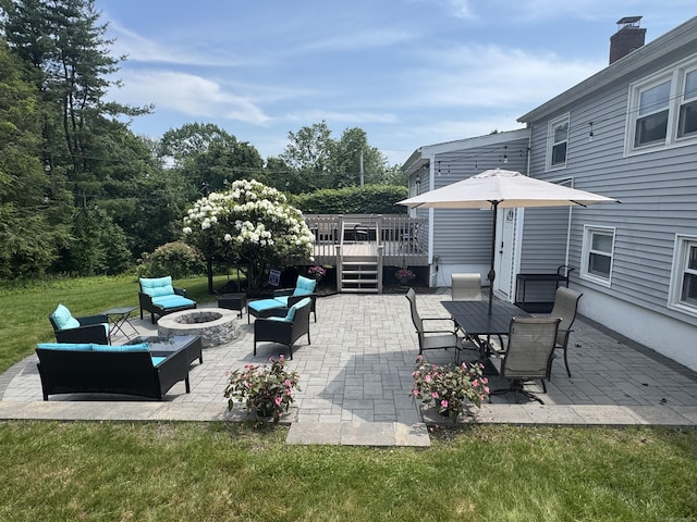 20 Celestial Ln, Wallingford, CT 06492 - view of patio with a deck and an outdoor living space with a fire pit