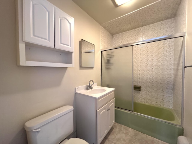 365 Ruth St, Bridgeport, CT 06606 - bathroom with vanity, enclosed tub / shower combo, and tile patterned floors