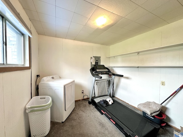 11 Polk Ln, Windsor Locks, CT 06096 - exercise area featuring washer / dryer and carpet