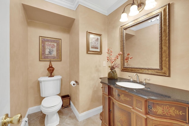 427 Long Mountain Rd, New Milford, CT 06776 - bathroom with vanity, crown molding, and tile patterned flooring